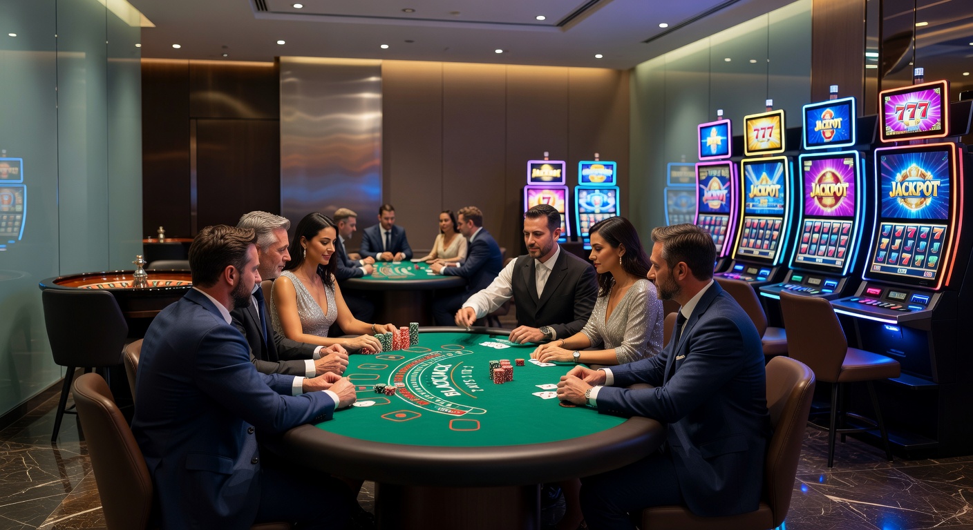 Digitale Casino-Oberfläche mit verschiedenen Spielen und Statistiken auf einem Bildschirm