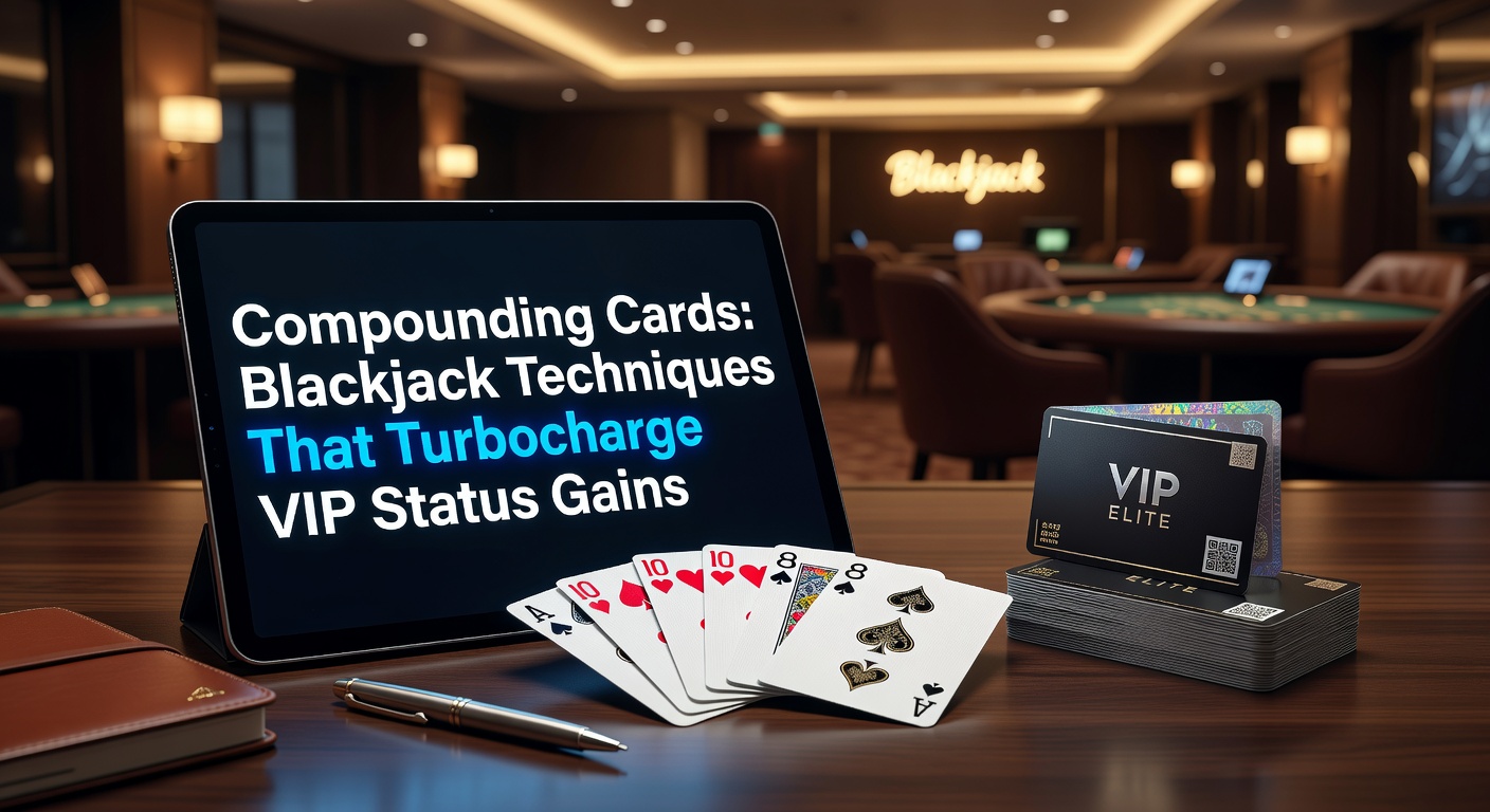 Blackjack-Tisch mit Karten und Chips, die auf wachsende VIP-Punkte hinweisen