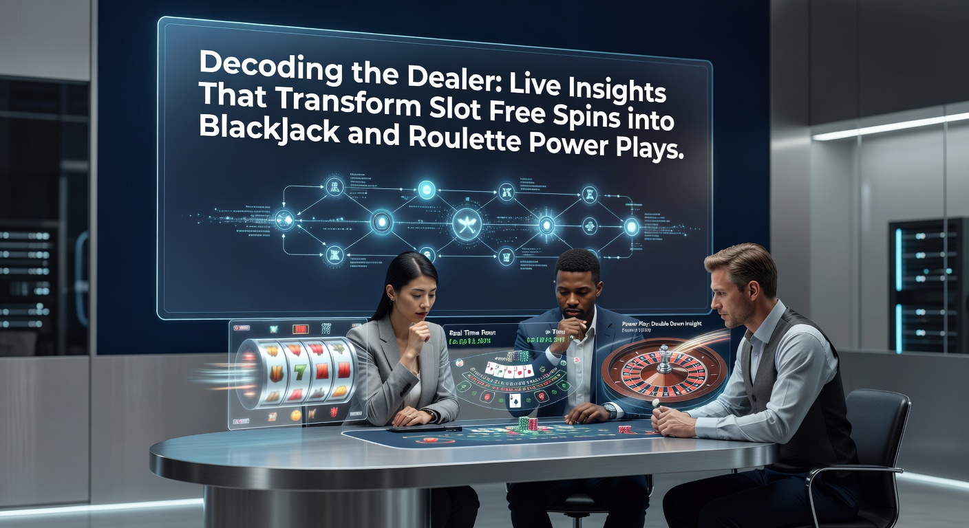 Live-Dealer an einem Blackjack-Tisch mit Slot-Symbolen im Hintergrund, die den Übergang von Free Spins zu Tischspielen symbolisieren